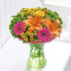 'Bright Colors' Flower Bouquet Vase