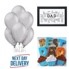 Best Dad' Cookies, Dad Poster Frame & Silver Balloons