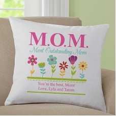 Personalized Floral Cushion 'MOM: Most Outstanding Mom'