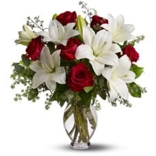 Lilies & Roses Flower Vase