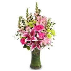 'Lush Garden' Pink Flowers in a Vase