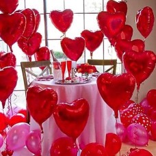 30 Floating Red Hearts Foil Balloon with Helium Decor