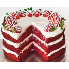 Fresh Strawberries And Red Velvet Cake (Half KG)