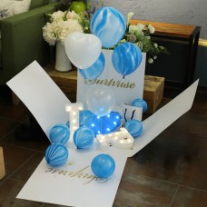 Surprise Balloon Box with Light-up Letters - Blue