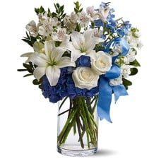 White Roses & Lilies Flower Vase