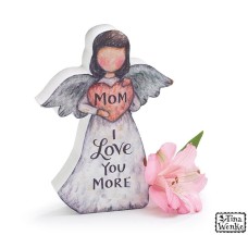 'MOM, I love you More' Angel Wood Figurine