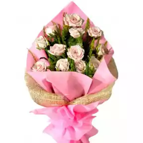 12 Baby Pink Roses Bouquet (12 Stems)