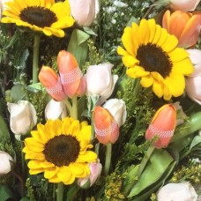12 Roses, 3 Sunflowers & 4 Tulips Bouquet