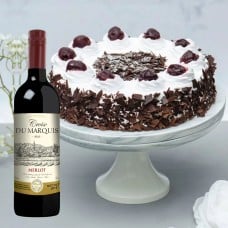 Large Black Forest Cake and French Red Wine