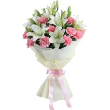 BIANCA - Carnations & Casablanca Lilies Bouquet