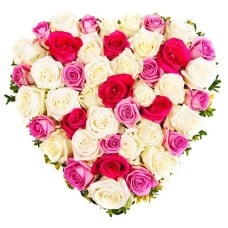 50 Ecuadorian Roses Heart Bouquet