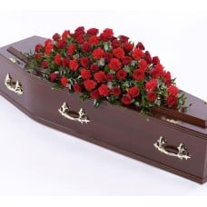 Rest in Peace Premium Sympathy Coffin Top Funeral Roses (None)