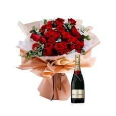 24 Roses, 24 Ferrero Box & Teddy Bear Package