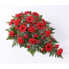 Spray Casket Red Carnations Gerberas Funeral Sympathy (None)