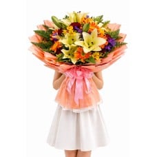 Sunburst Lilies Carnations Daisies Bouquet