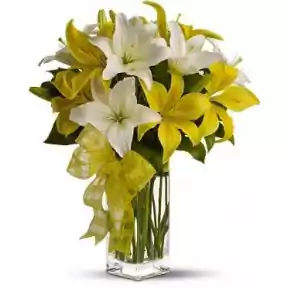 Yellow & White Lilies Bouquet (3 stems (12 flowers approx))
