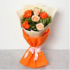 Mixed Orange and Peach Roses Bunch (Standard)