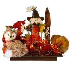 Fall Centerpiece with Fox Puppy & Scarecrow