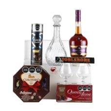 Exclusive Gift Box with Courvoisier Cognac, Glass Decanter and Imported Chocolates