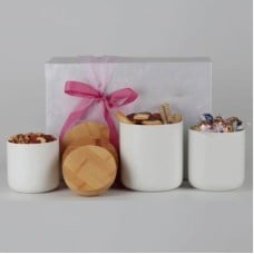 Gift for a Her with Ceramic Containers and Gourmet Snacks
