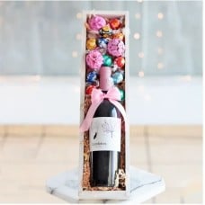 Gift for Mom with Red Wine and Chocolates