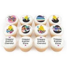 12 colourful egg cupcakes
