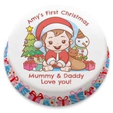 1st Christmas Pink Cake (letterbox gift cake (serves 2-4))