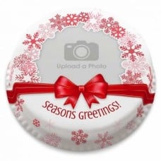 Festive Bow Photo Cake (letterbox gift cake (serves 2-4))
