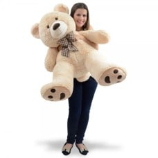 Giant Teddy Bear 1 Meter And 8 Cm - Willian With Plaid Bow