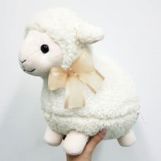 Plush Sheep 30 Cm - Light With Pearl Bow