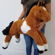 Plush Horse 1 Meter Lying - Pampa Light Brown With White
