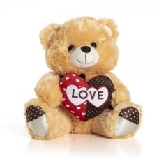 Stuffed Bear 34Cm Sitting - Too Much Caramel With Red And Brown Heart