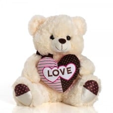 34Cm Teddy Bear Sitting - Too Much Pearl With Pink And Brown Heart