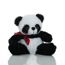 30 Cm Panda Teddy Bear - With Red Striped Bow