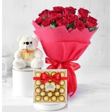 Surprise Gift Roses. ferrero & teddy