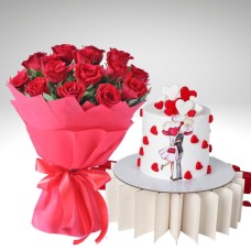 You & Me 3D Cake & Flowers