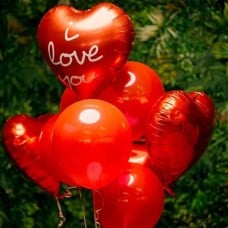 Balloon Bouquet 5 Latex & 4 Heart Shaped Foil Balloons