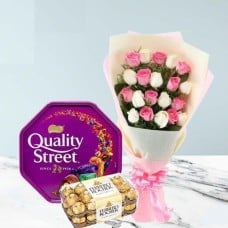 Sweet & Elegant Gift Set Roses & Premium Quality Street Chocolates