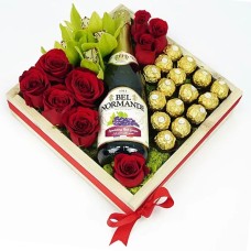 Celebrate in Style Red Roses, Chocolates & Sparkling Juice Gift Set