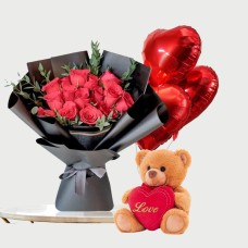 Win a Heart Red Roses. Teddy & Balloons