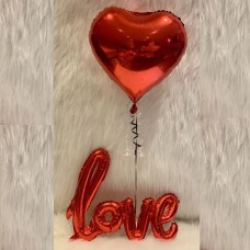 I Love You Foil Banner and Red Heart-Shaped Balloons