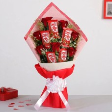 7 Red Roses Bouquet with 5 KitKat Chocolates