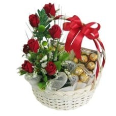 Christmas Fruit & Flowers Basket