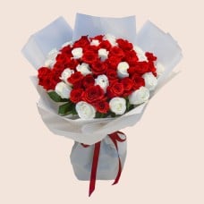 White & Red 24 Roses