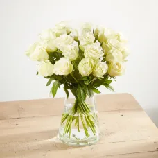 A classically beautiful white rose bouquet