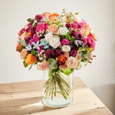 A luxury bouquet of colourful roses