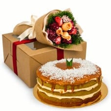 Rosy Pandan Gula Melaka Buttercream Cake & Flowers