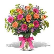 Premium Gerberas And Roses Vase