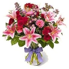 Vase With Roses And Lilium