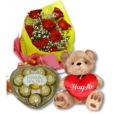 Combo 9 roses, ferrero and stuffed animal